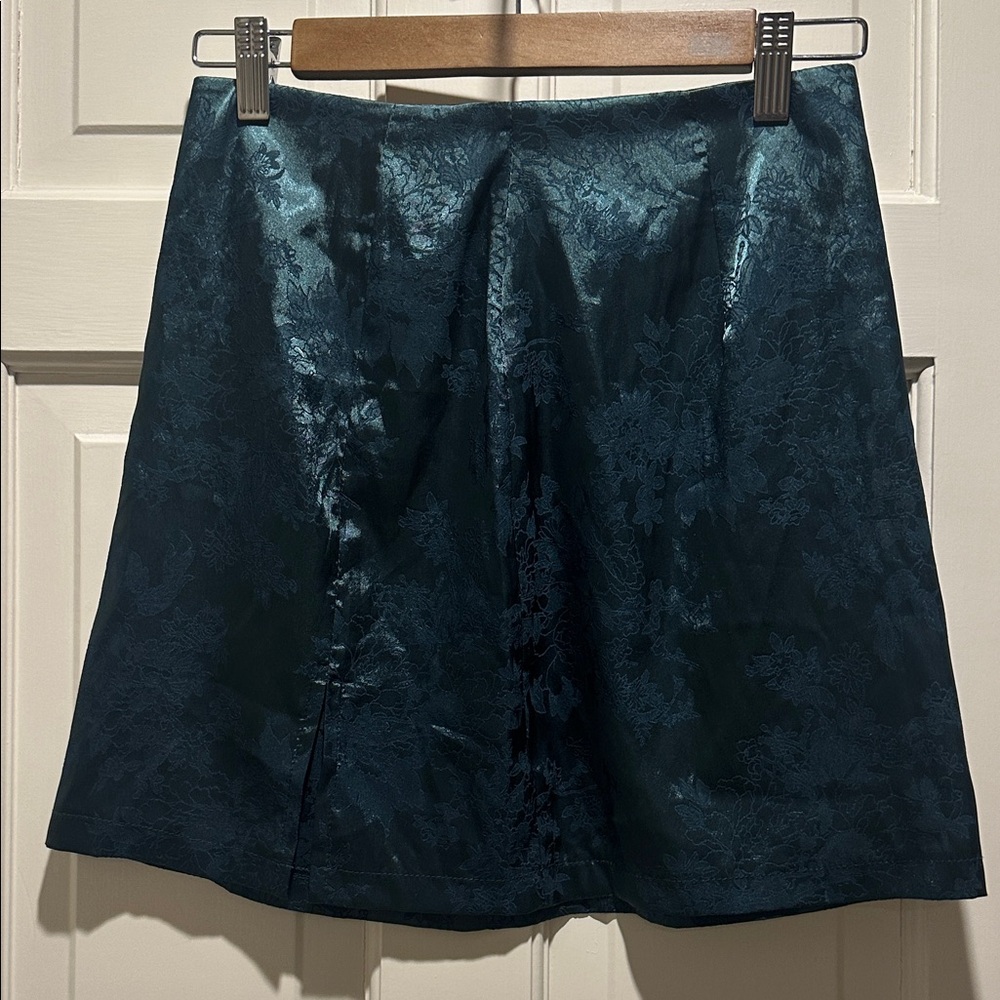 Elegant Deep Green Floral Skirt